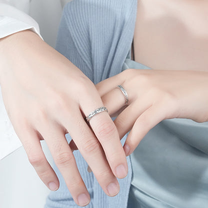 Meteorite Style Couple Wedding Rings Set