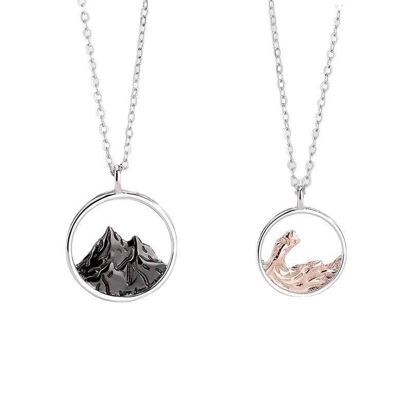 Ocean Mountain Couple Necklaces Set