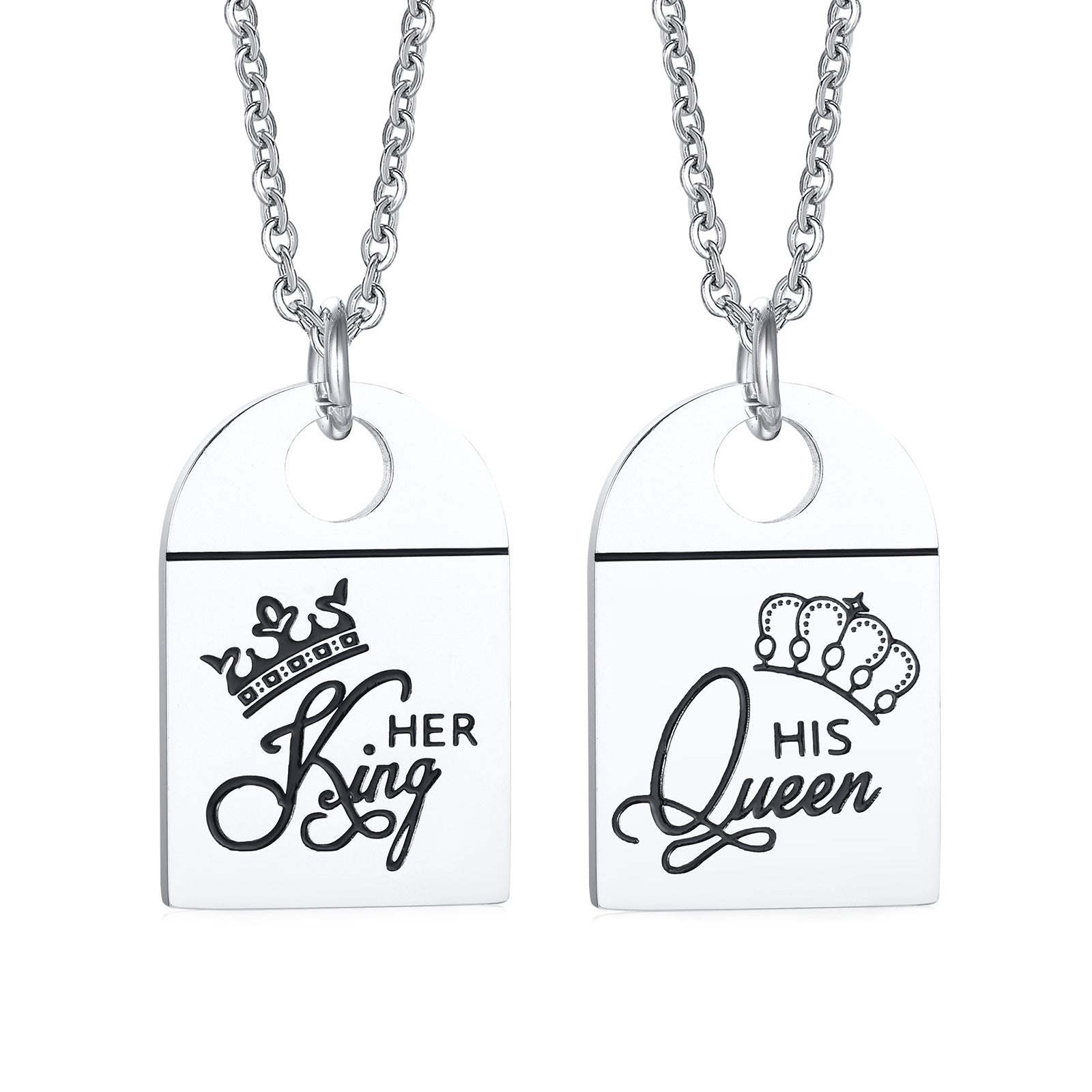 Royal His & Hers Couples Crown Ring Pendant Love Necklace Set, 19 & 21 –  Urban.Jewelry