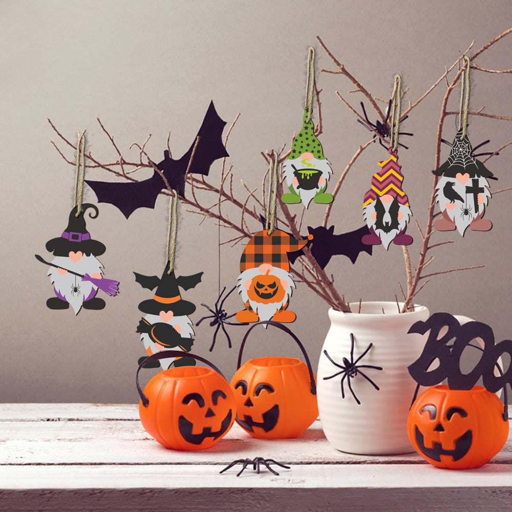 Hanging Wooden Decorations Set for Halloween Party