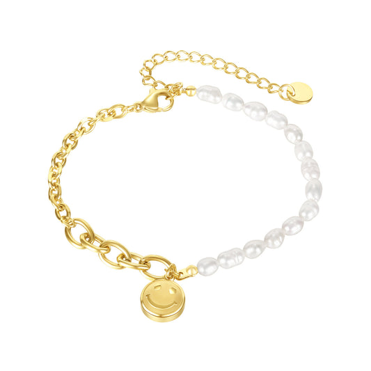 Oval Chain Natural Pearl Bracelet