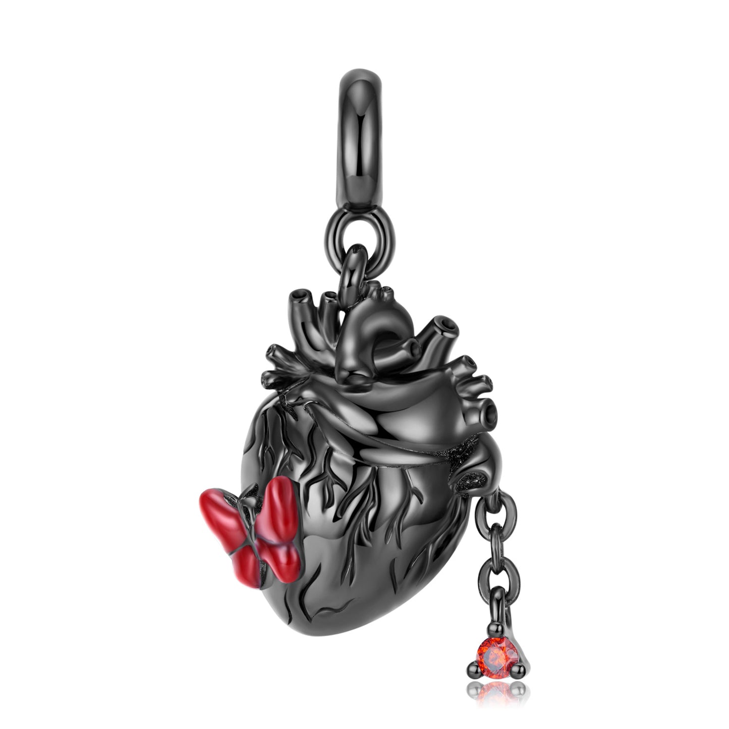 Halloween Black Heart Charm Necklace