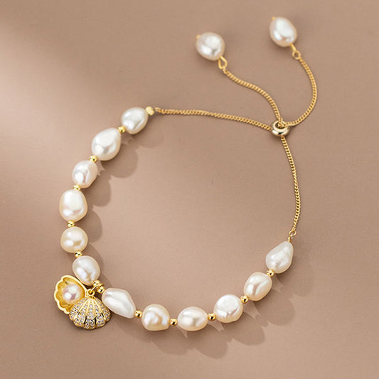 Natural Pearl Charm Bracelet