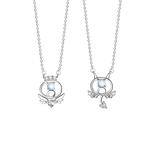 Angel and Demon Cute Couple Necklaces Set