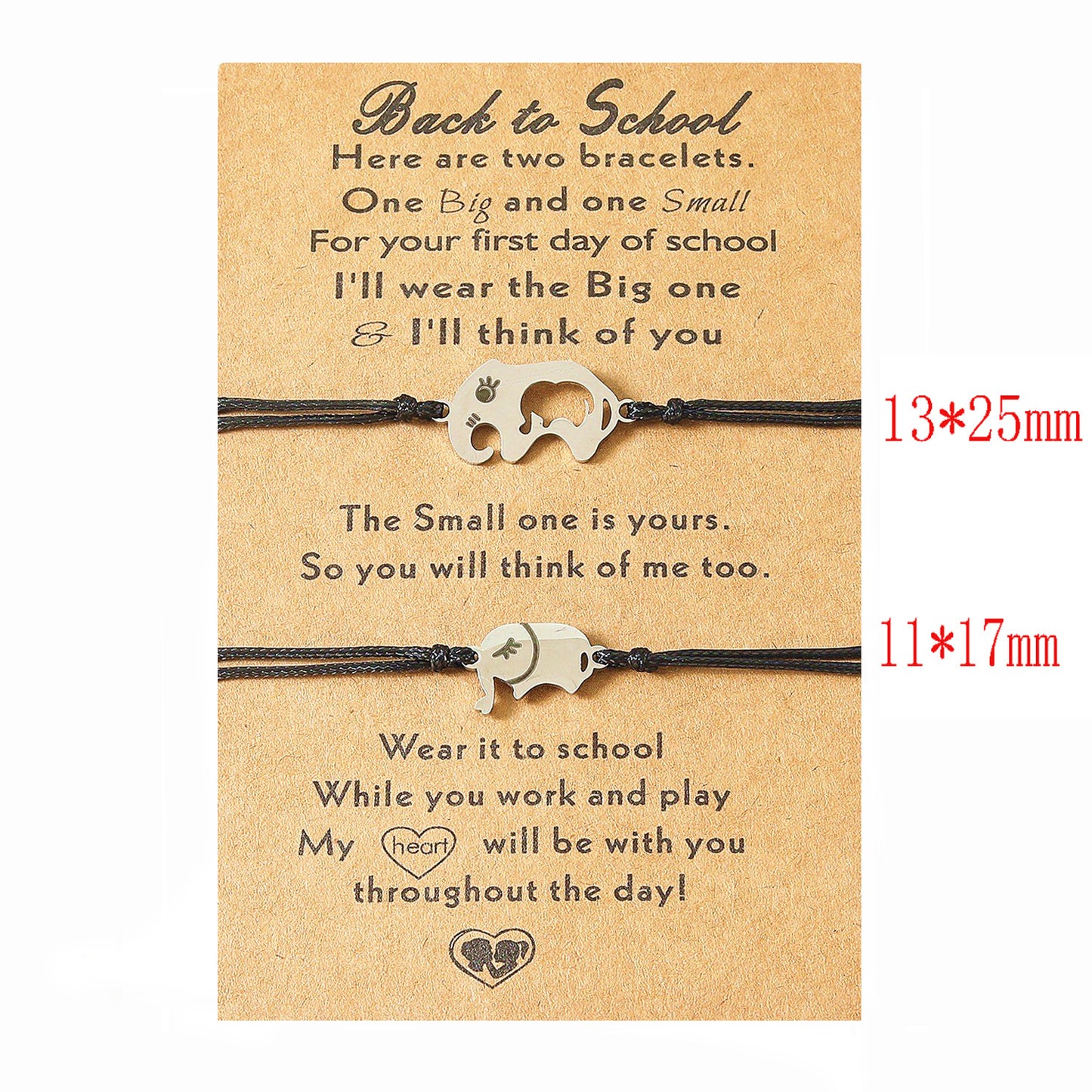 Mommy and Me Back to School Elephant Bracelet Gift