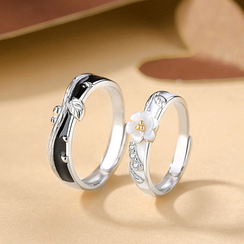 Engravable Cherry Blossom Couple Rings Set