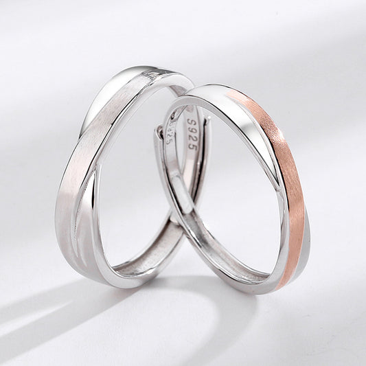 Engravable Mobius Couple Wedding Rings Set