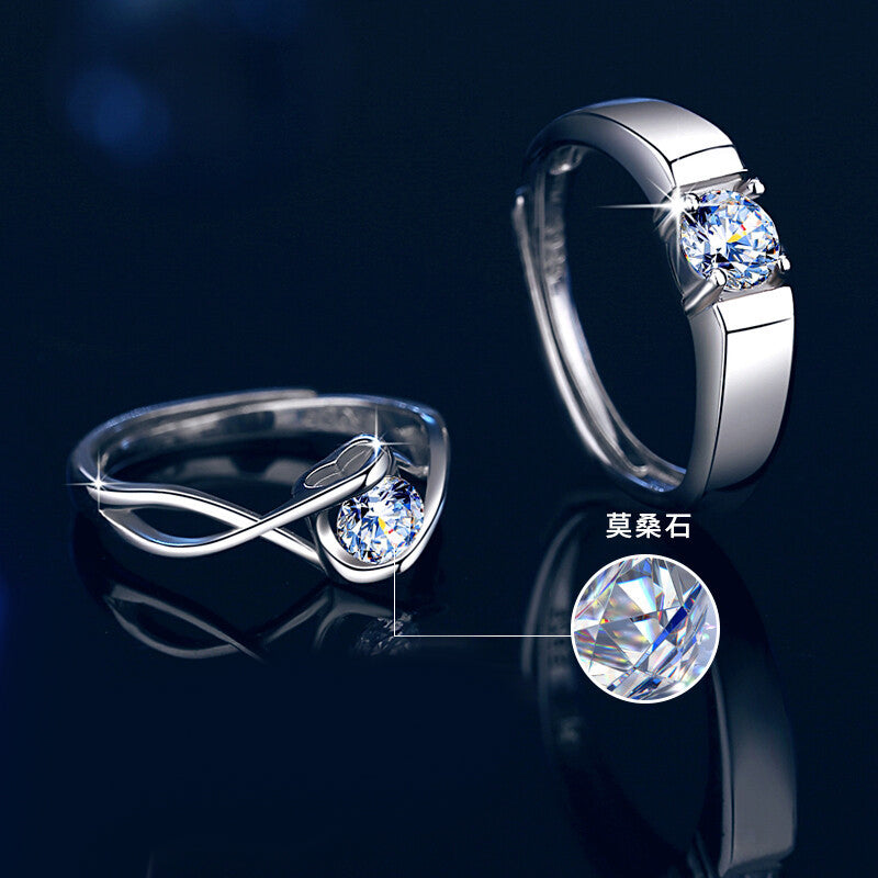 Engravable Moissanite Diamond Matching Couple Rings Set
