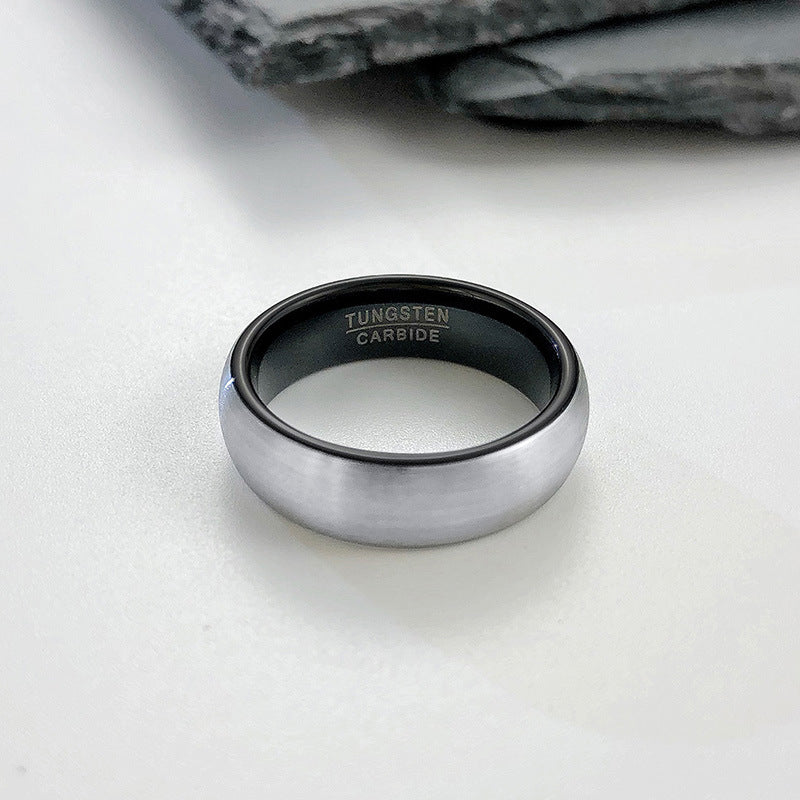 Mens Two Tone Tungsten Ring with Names Engraved