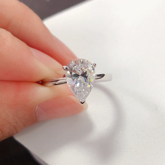 2 Carats Pear Shaped Moissanite Diamond Ring