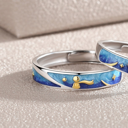 Galaxy Theme Cute Couple Rings Set for Two