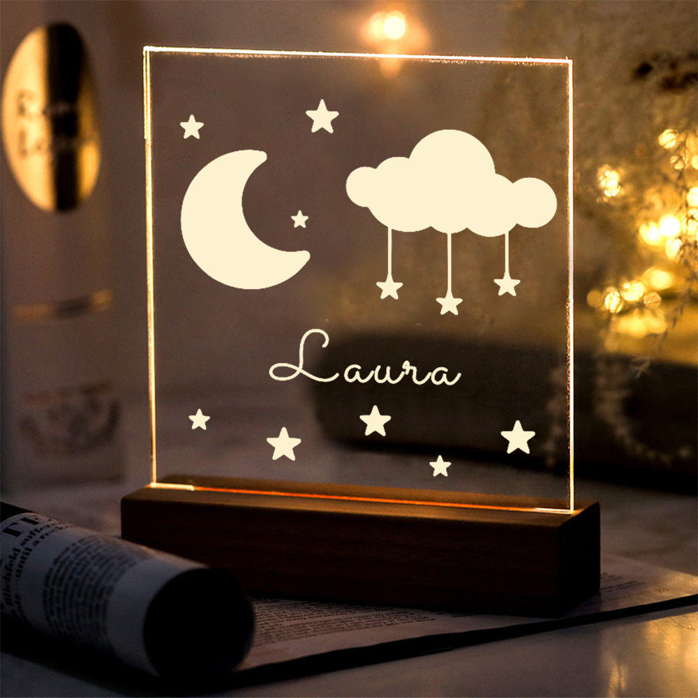 Custom Name Acrylic Wooden Lamp Gift
