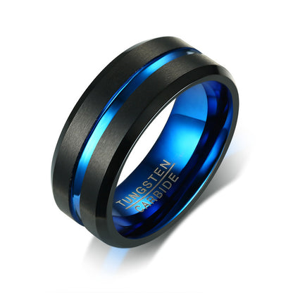 Custom Engraved Mens Tungsten Ring Black