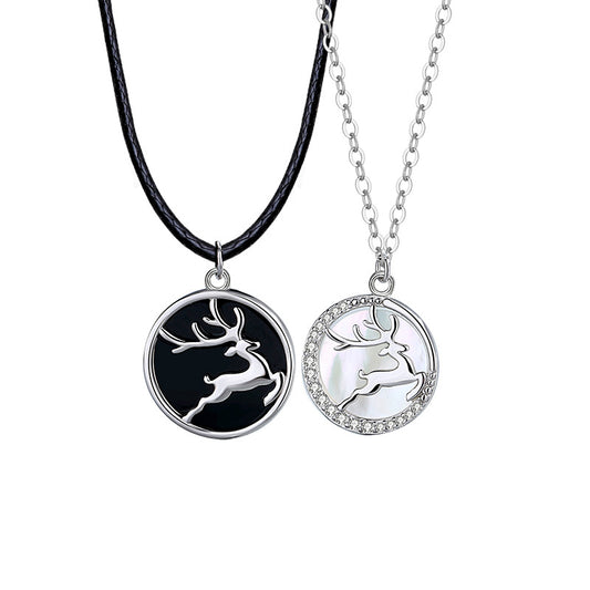 Matching Deers Lovers Necklaces Set for Two