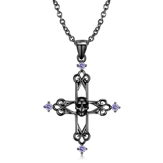 Skull Cross Halloween Charm Necklace