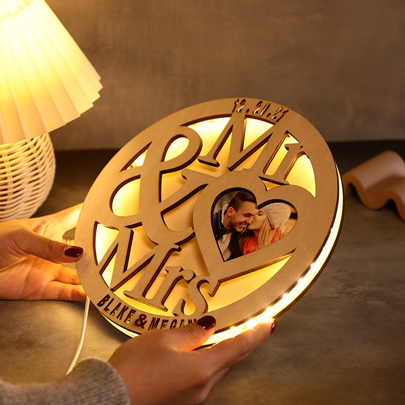 Custom Photo Name Lamp Gift for Couples
