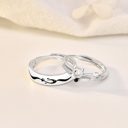 Two Tone Matching Adjustable Rings for Couples