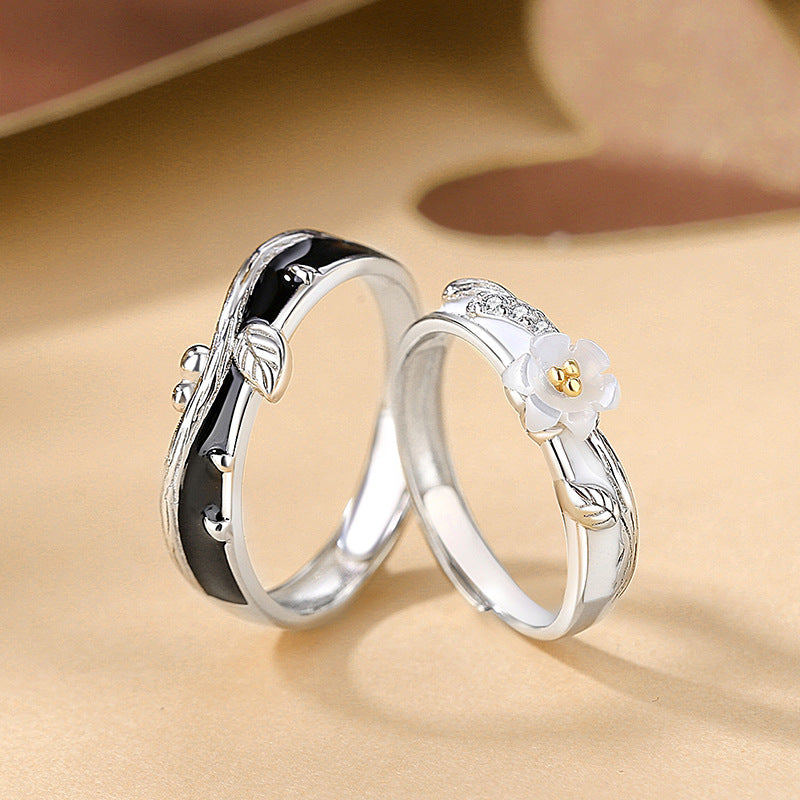 Engravable Cherry Blossom Couple Rings Set