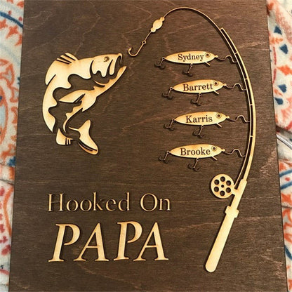 Personalized Names Fishing Wooden Gift for Father