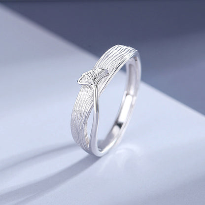Matching Engravable Ginkgo Promise Rings Set
