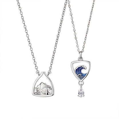 Ocean and Mountain Distance Relationship Necklaces Set