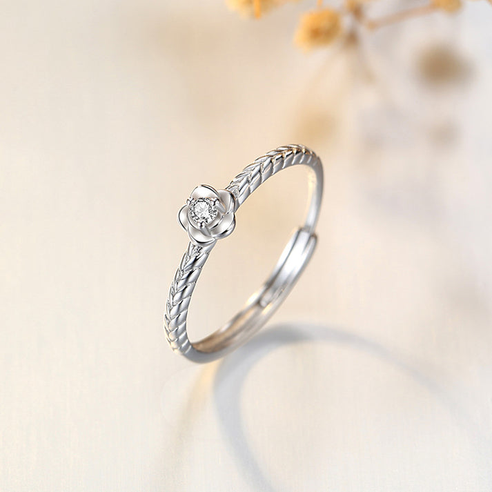 Engravable Matching Rose Flower Rings Set for Couple – Loforay