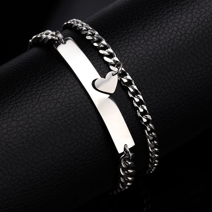 Engravable Hearts Bracelets Set for Couples