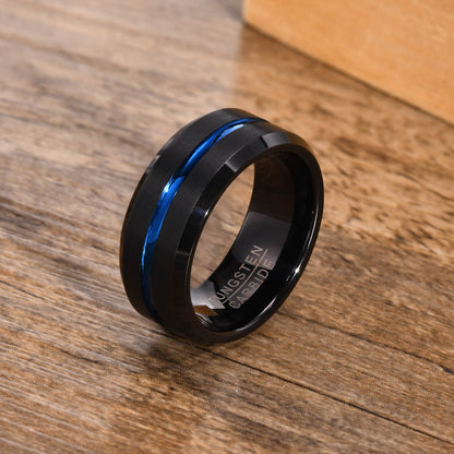 Custom Engraved Mens Tungsten Ring Black