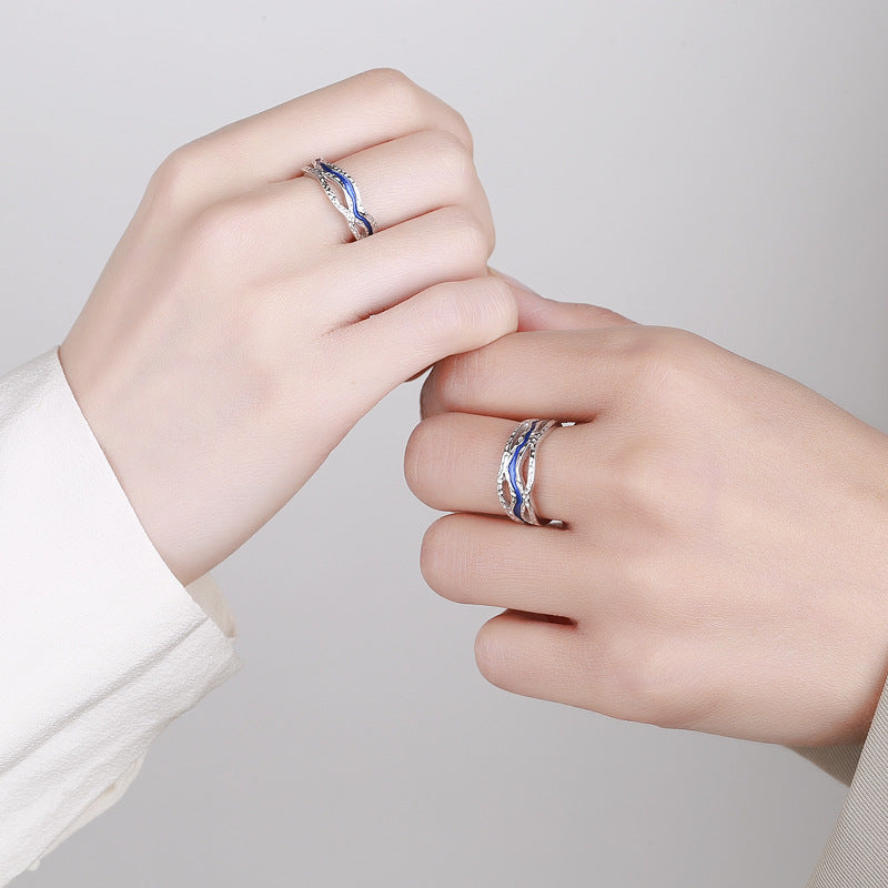 Galaxy Real Sterling Silver Wedding Rings Set