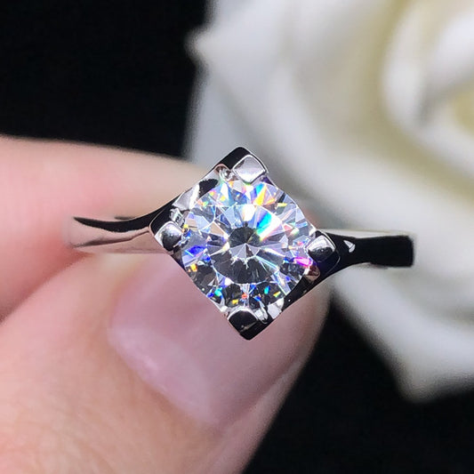 0.5 Carats Bypass Solitaire Moissanite Diamond Ring