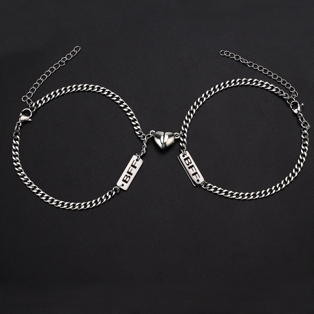 Magnetic Hearts Bff Bracelets Set with Custom Names