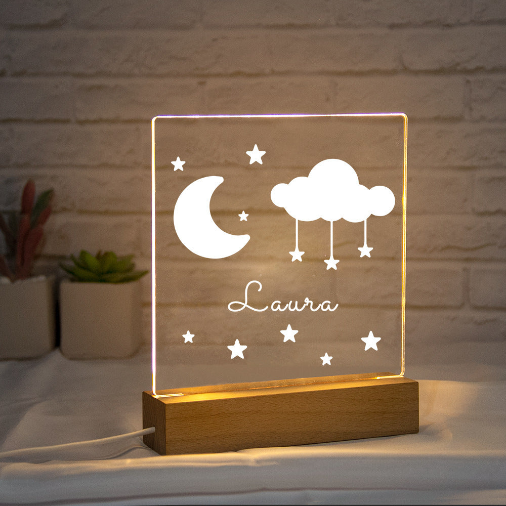 Custom Name Acrylic Wooden Lamp Gift