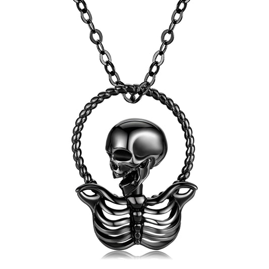 Custom Engraved Halloween Skeleton Necklace