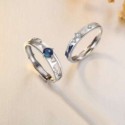 Custom Engraved Moonstone Wedding Rings for Couples