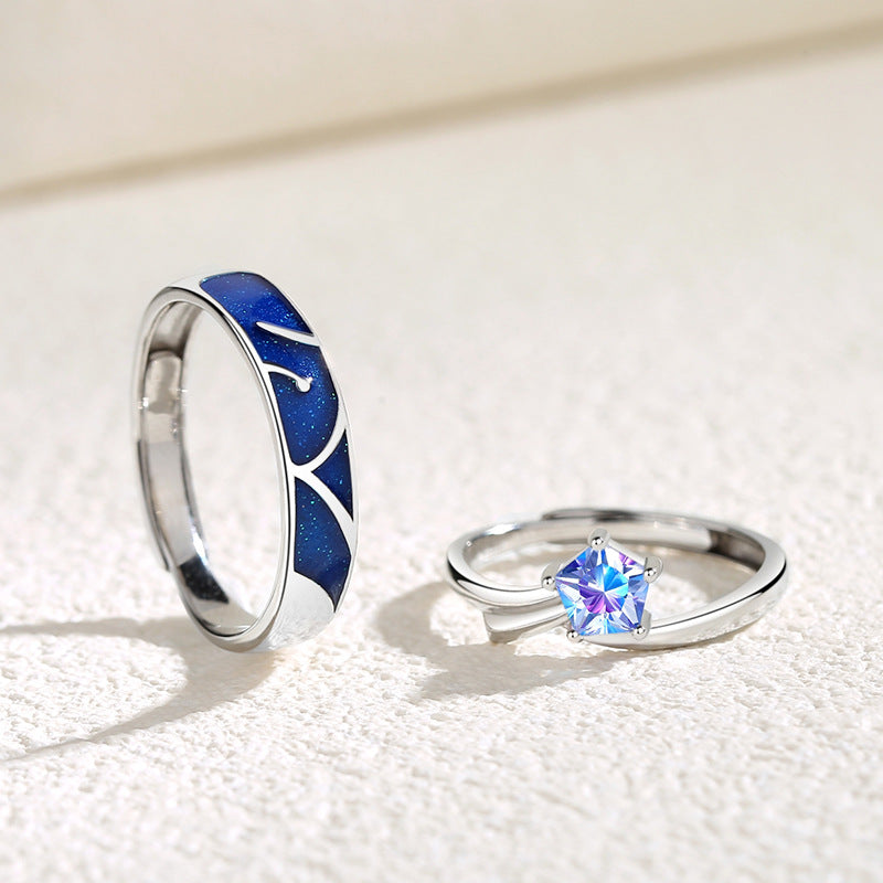 Engravable Stars Matching Rings for Couples Anniversary Gift – Loforay