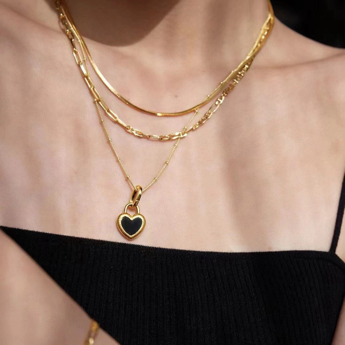 Satellite Chain Heart Pendant Necklace