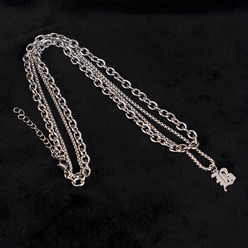 Old English Name Necklace Double Chain