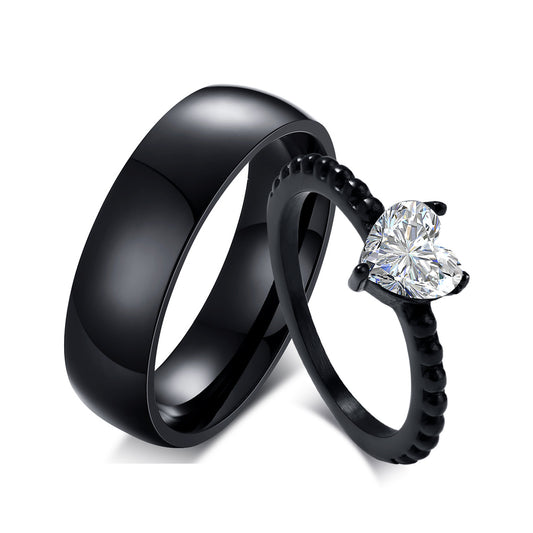 Engravable Black Titanium Wedding Bands for Couples