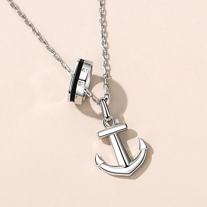 Custom Engraved Anchor Necklace for Men