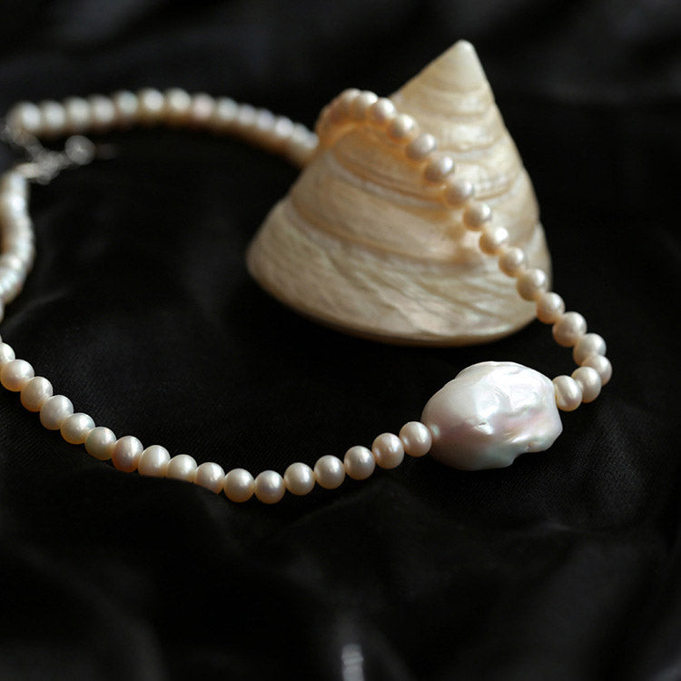 Natural Pearl Baroque Choker Necklace