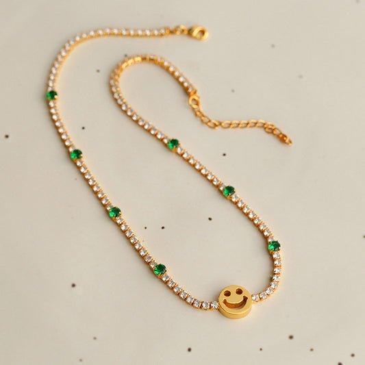 Smiley Dainty Tennis Choker Stackable Necklace