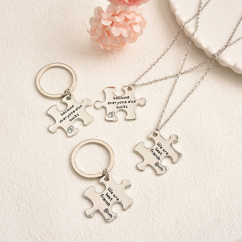 Interlocking Puzzle Necklaces Set for Best Friends