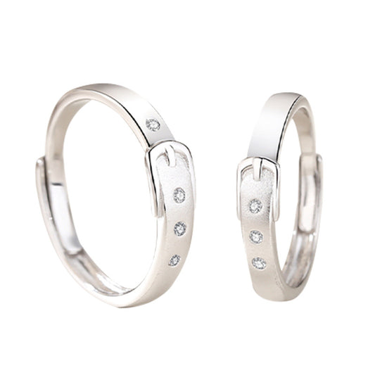 Belt Style Couple Promise Rings