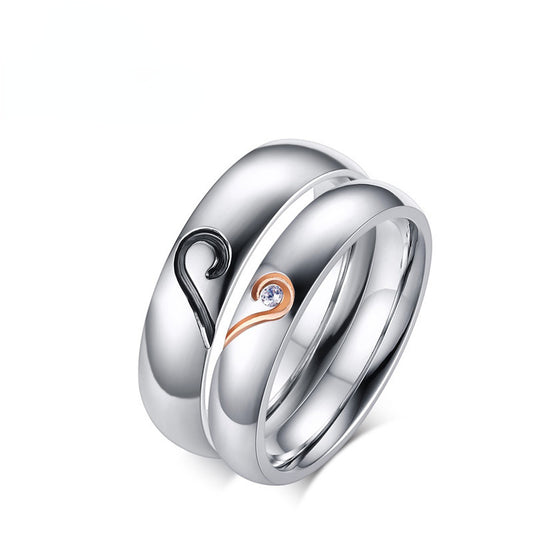 Custom Half Hearts Titanium Wedding Bands for two