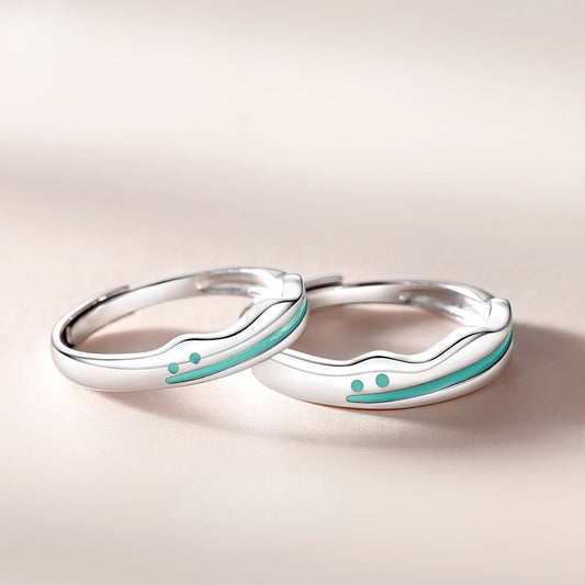 Matching Adjustable Size Couple Rings Set