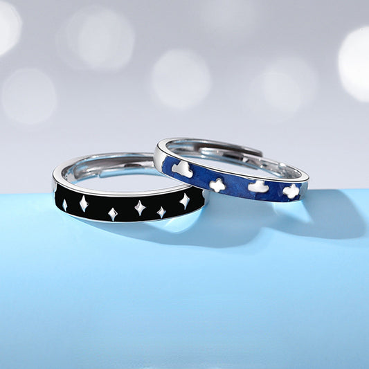 Engraved Cute Matching Couple Rings Set