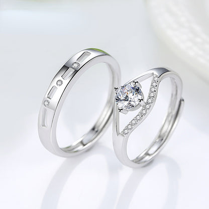 Engravable Affordable Couple Engagement Rings Set