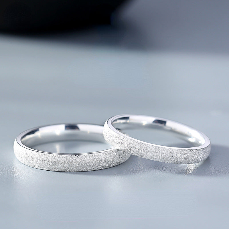 Engraved Frosted Simple Matching Wedding Bands