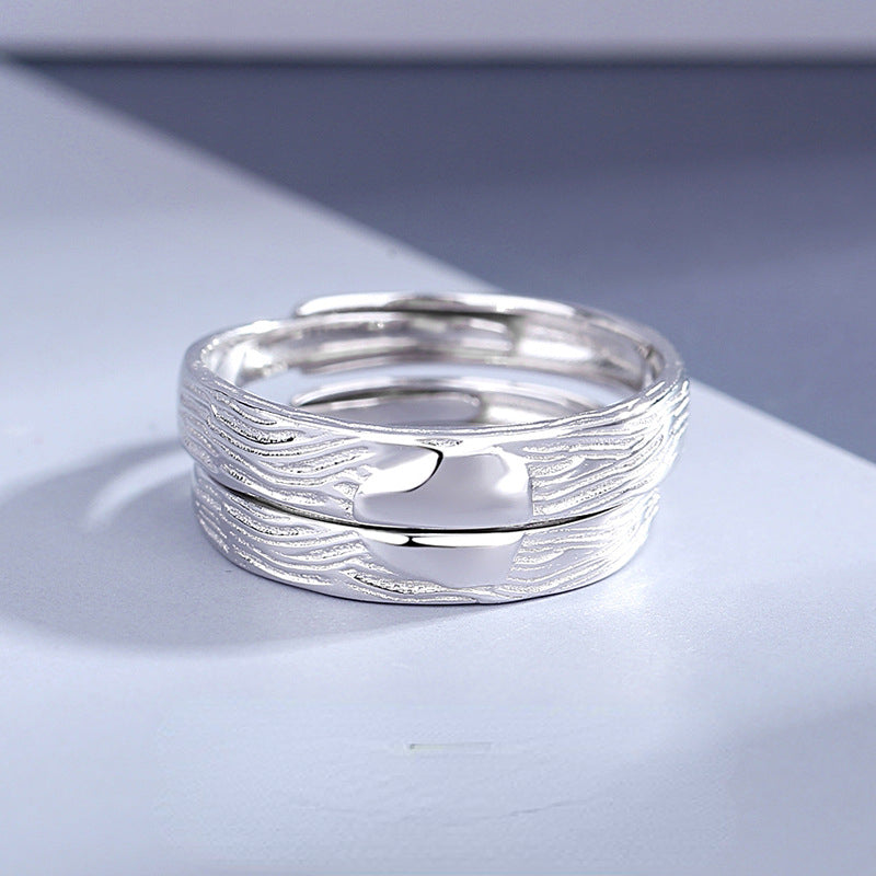 Engravable Half Hearts Couple Wedding Rings Set