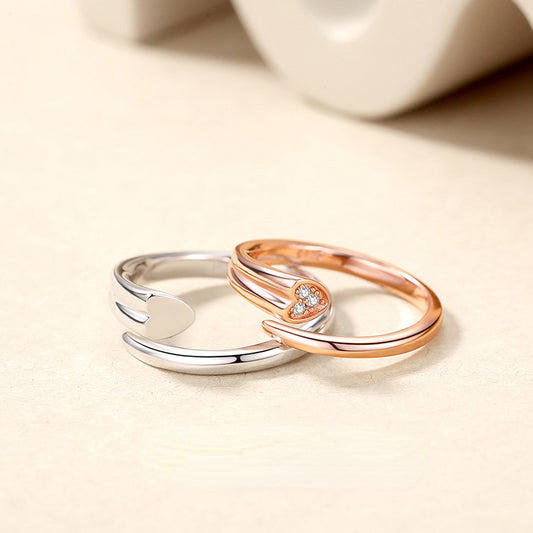 Custom Matching Hearts Wedding Anniversary Rings Set